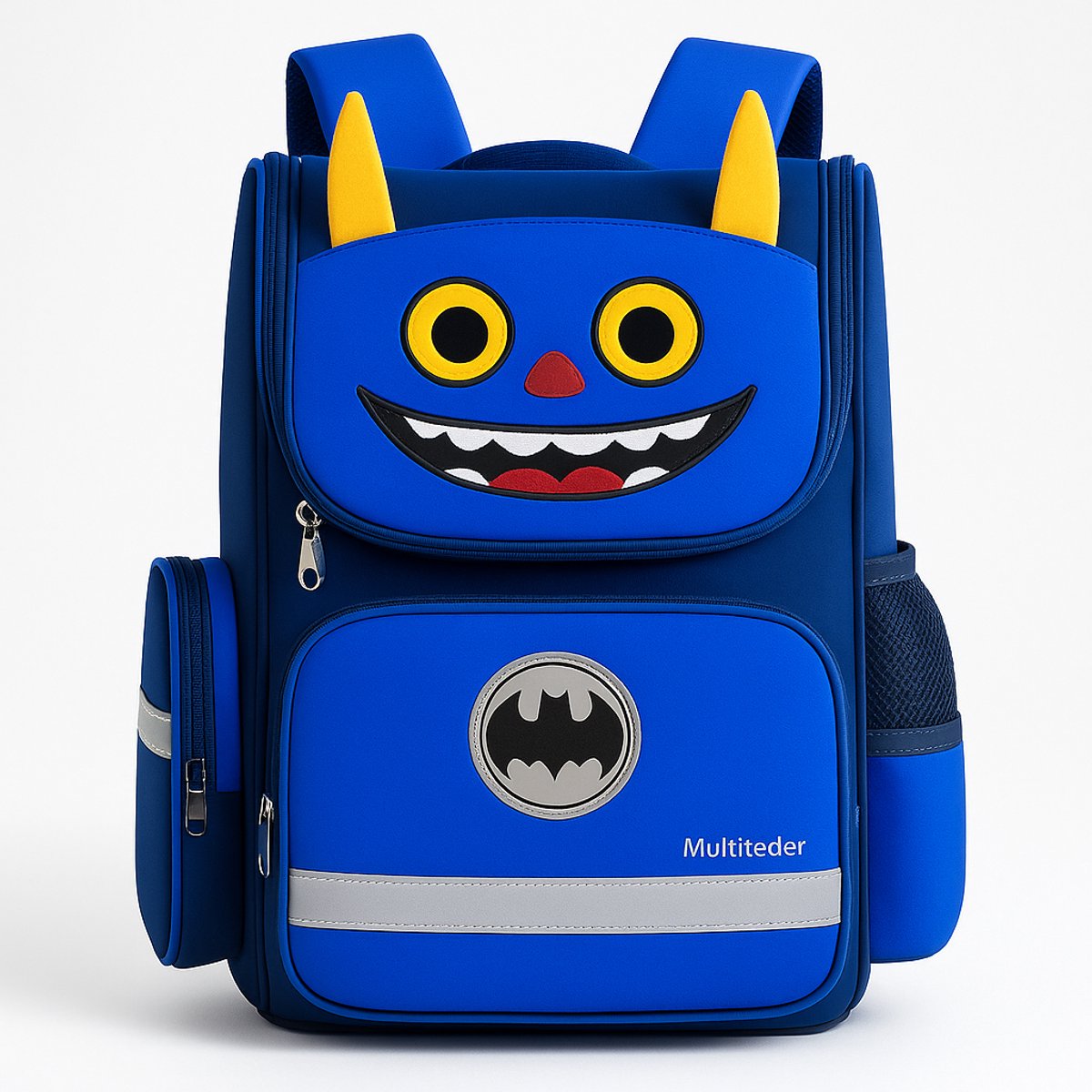 BoefieBoef Blauw Monster Schooltas 15L - Grote Kinderrugzak Polyester Jongens & Meisjes - Basisschool Uitjes - Cadeau - 41x27x14cm