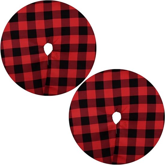 Boomrok - 2 Stuks - 38 Cm - Mini-Kerstboomrok - Rood En Zwart Geruite Dubbele Laag - Kerstboomrok - Kerstboomkleed - Extra Zacht Pluche Kerstboom Kleed - Geschikt Voor Kerstdecoraties Voor Thuisfeesten