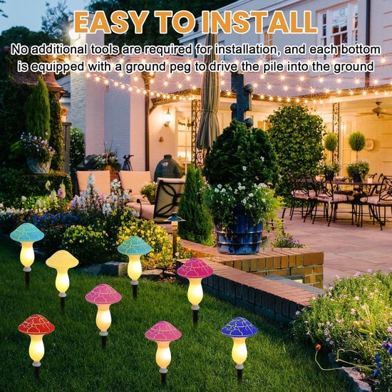 8 stuks vloerlampen op zonne-energie, voor buiten, 8 leds 8 stuks vloerlampen op zonne-energie, voor buiten, 8 leds
