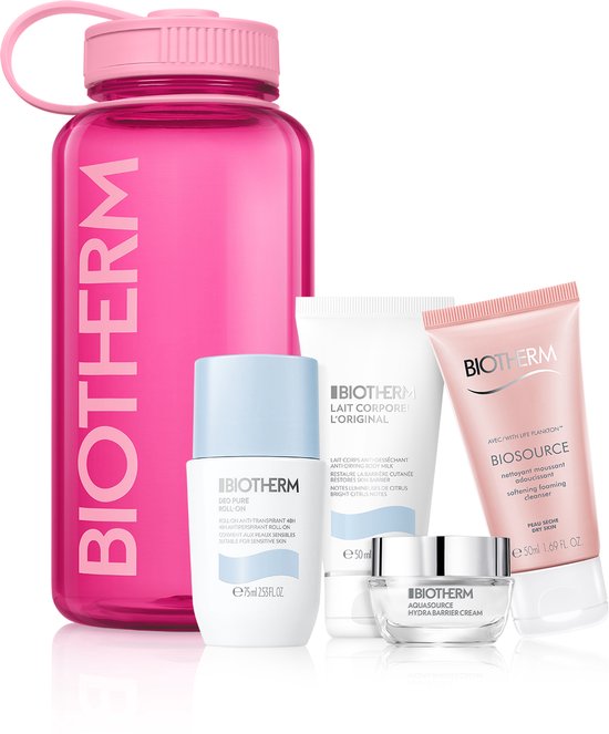 BIO S1 25 PINK DROP SET: Deo Pure Roll on 75ml +Lait Corporel 50ml +Biosource Nettoyant Visage sensitive skin 50ml +Aquasource Hydra Barrier 15ml