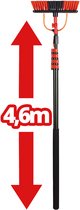 Shine télescopique avec brosse Ensemble de 6 pièces - Télescope avec brosse - Manche télescopique pour le nettoyage des vitres - Extensible jusqu'à 4,6 mètres - Avec distributeur de savon