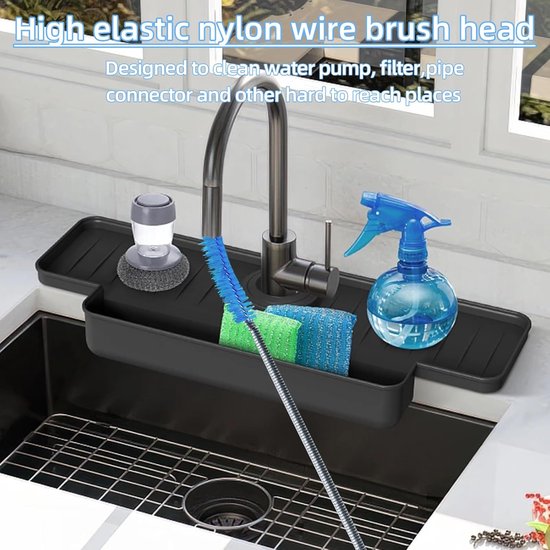 Brosse de nettoyage pour aquarium - Double tête flexible - 155 cm