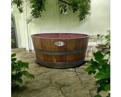 Wijnvat Kuip 1/3 225l., geborsteld, geschuurd, donker geolied / Eikenhouten Plantenkuip / Kruiden Kuip / Plantenbak / Vijvertje