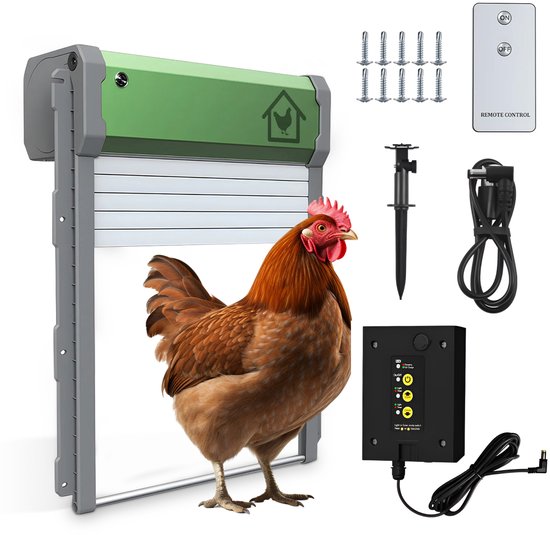 Porte Poulailler Automatique Solaire INNOLAND - 23.8x17cm - Batterie 3000mAh - Anti-Pincement