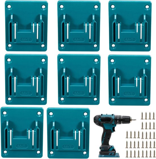Porte-outils mural - Lot de 8 - Convient aux outils électriques Makita 18 V - Support de machine - Support de tournevis avec vis - Support de machine - Support de machine - Support de machine d'atelier de rangement