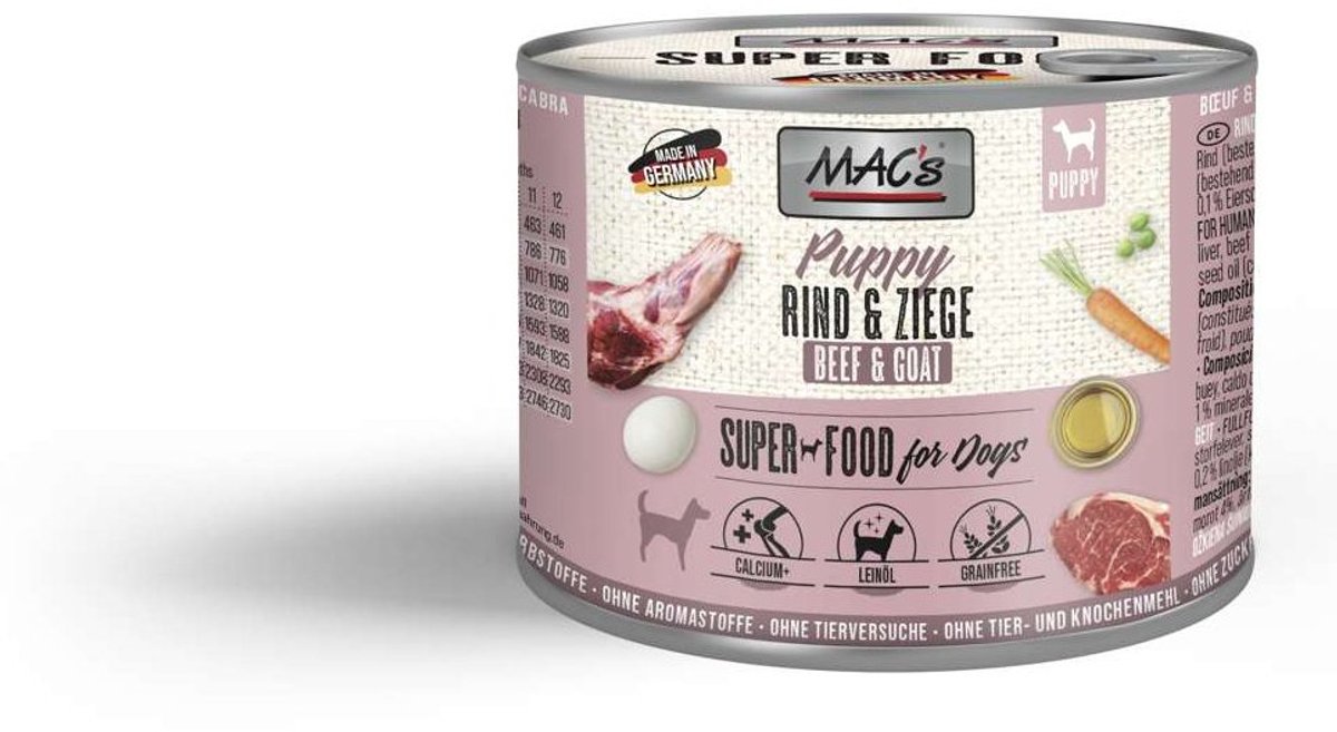 MACs MAC's DOG - Puppy Blik 6x200g - Rund & Geit
