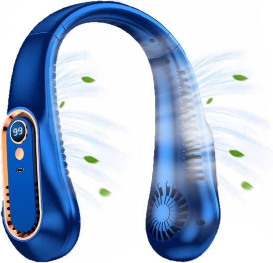 Ventilateur de cou Blauw - Ventilateur de cou - 5 réglages - Sans fil - Ventilateur de cou - Mini ventilateur - Ventilateur facial - Ventilateur de cou