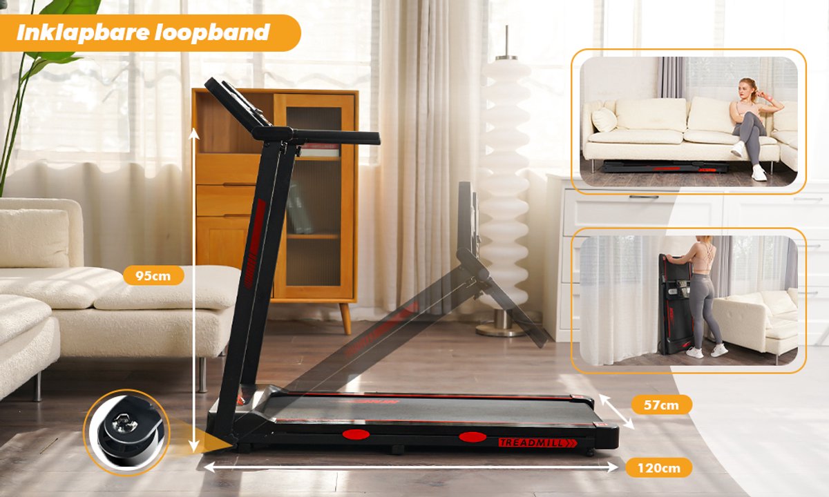 Fysiq Opvouwbare loopband voor thuis tot 12 km/u, 3-in-1 Fysiq Opvouwbare loopband voor thuis tot 12 km/u, 3-in-1