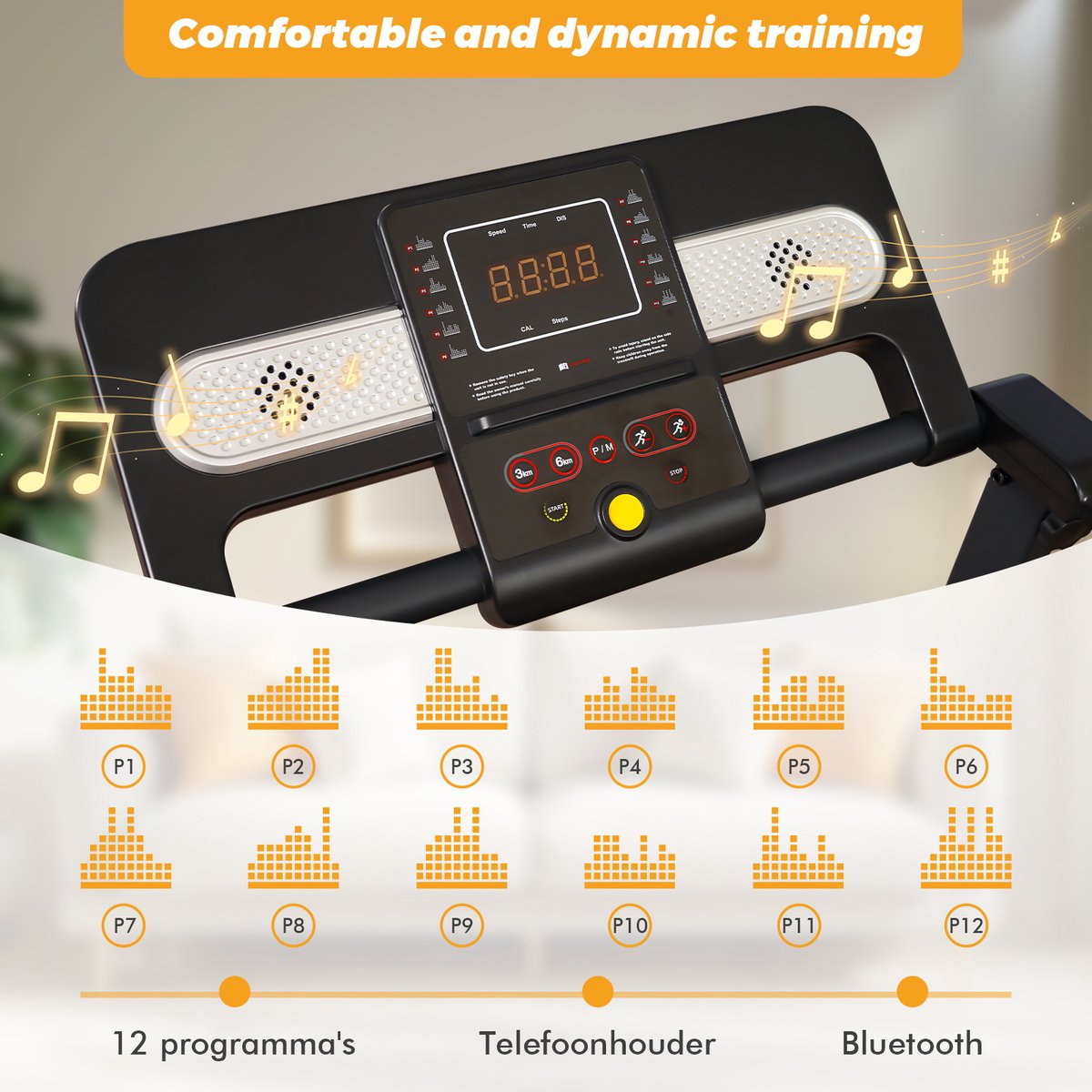 Afbeelding 3 van Y-RAIN Elektrische Loopband, Walking Pad, wandelband en inklapbaar loopband 3-in-1, 12 programma's, 2,5pk Motor, 1-12km/u, met multifunctioneel display，bluetooth.