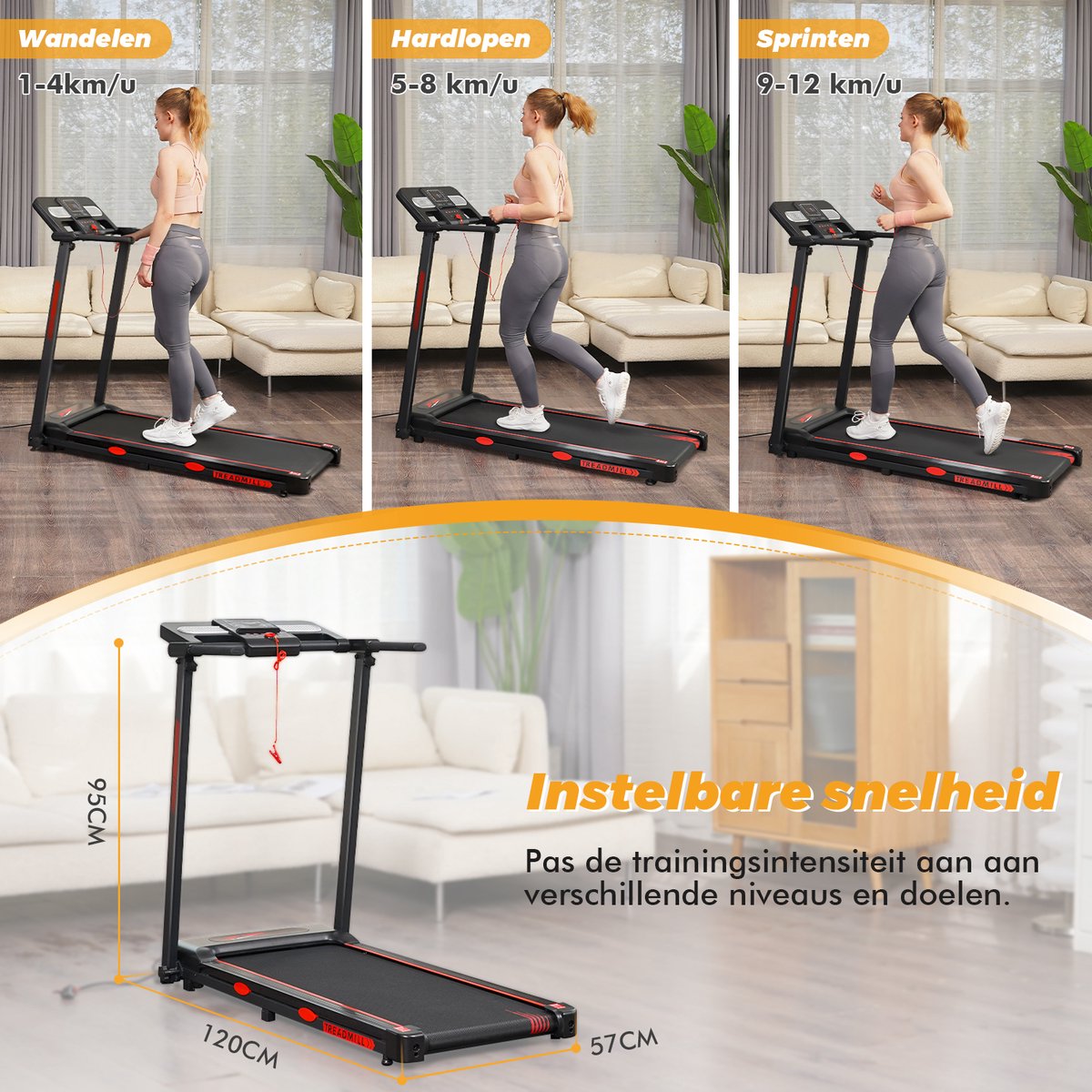 Afbeelding 2 van Y-RAIN Elektrische Loopband, Walking Pad, wandelband en inklapbaar loopband 3-in-1, 12 programma's, 2,5pk Motor, 1-12km/u, met multifunctioneel display，bluetooth.