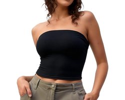 Inovra Plus - Schoudervrije buiktop voor dames - Sexy bandeau-top in Y2k stijl - Mouwloos en rugvrij - Crop tops voor een trendy look Inovra Plus - Schoudervrije buiktop voor dames - Sexy bandeau-top in Y2k stijl - Mouwloos en rugvrij - Crop tops voor een trendy look