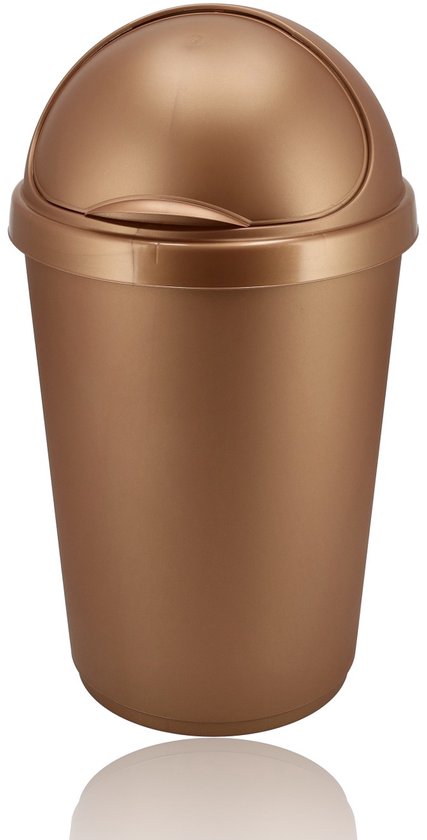 Prullenbak 50 L Roségoud – Afvalemmer met Swing- & Schuifdeksel – Kunststof Vuilnisbak 50 Liter – Keuken & Kantoor – Design Afvalbak