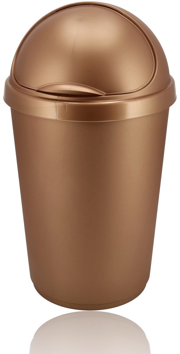 BigDean Afvalemmer grijs 50 l met zwart schuifdeksel 25 cm x H 68 cm – grote vuilnisemmer van kunststof voor de keuken of kantoor – vuilnisemmer geurdicht met rond deksel