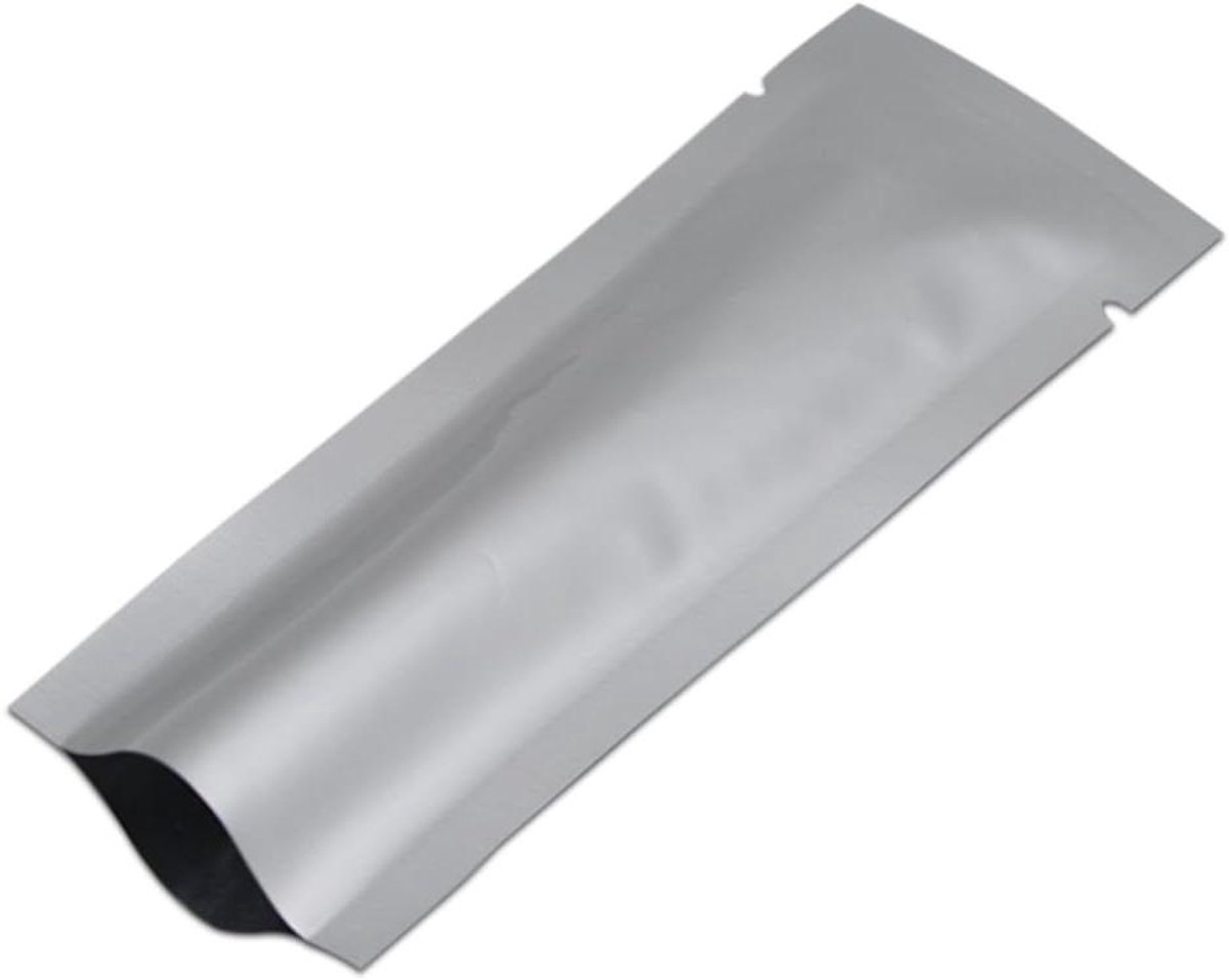 Allecto Plus - 100-pack aluminium folie voedsel opslag zakken 35 x 10 cm - Zilver - Luchtdicht en vochtbestendig - Herbruikbare afsluitbare zakken