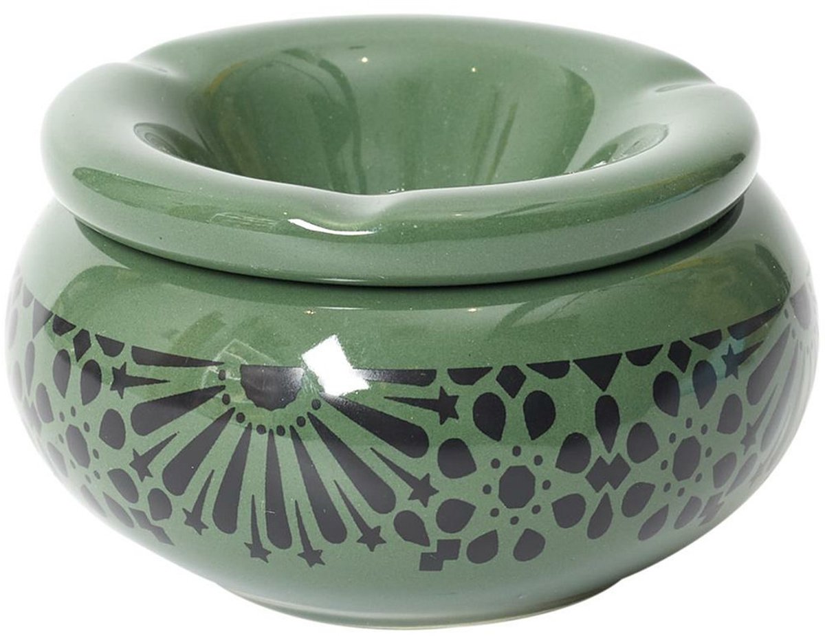 Home Deco Factory Storm Asbak Marrakesh - Kunststeen - D8 x H5 cm - groen - voor binnen/balkon