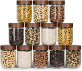 Bocaux de conservation Organess en acacia - Lot de 12 pièces - Glas avec couvercle - Bonbonnière - Bocaux de conservation en verre