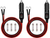 Allecto Plus - Autokabels 12V 24V Met 15A Zekering 16 AWG 50cm - O-Ring Connector - Voor Auto Omvormer en Luchtpomp