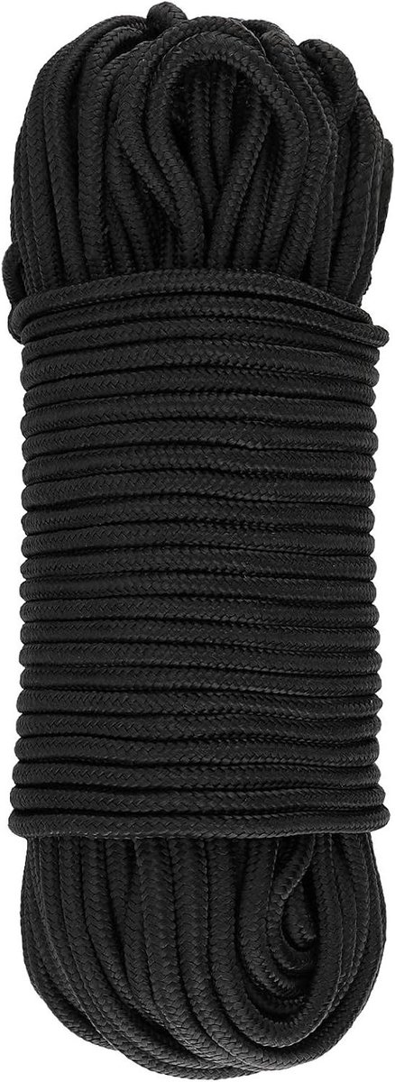 Inovra Plus - Nylon touw 50 meter x 6 mm zwart - scheurvast touw voor kamperen en tuinbundeling