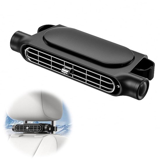 TOTMOX Autokoelventilator met dubbele kop, 12 V, met sigarettenaanstekerpoort voor vrachtwagen, bestelwagen, SUV, camper, boot, 360° horizontaal 180° verticaal verstelbaar
