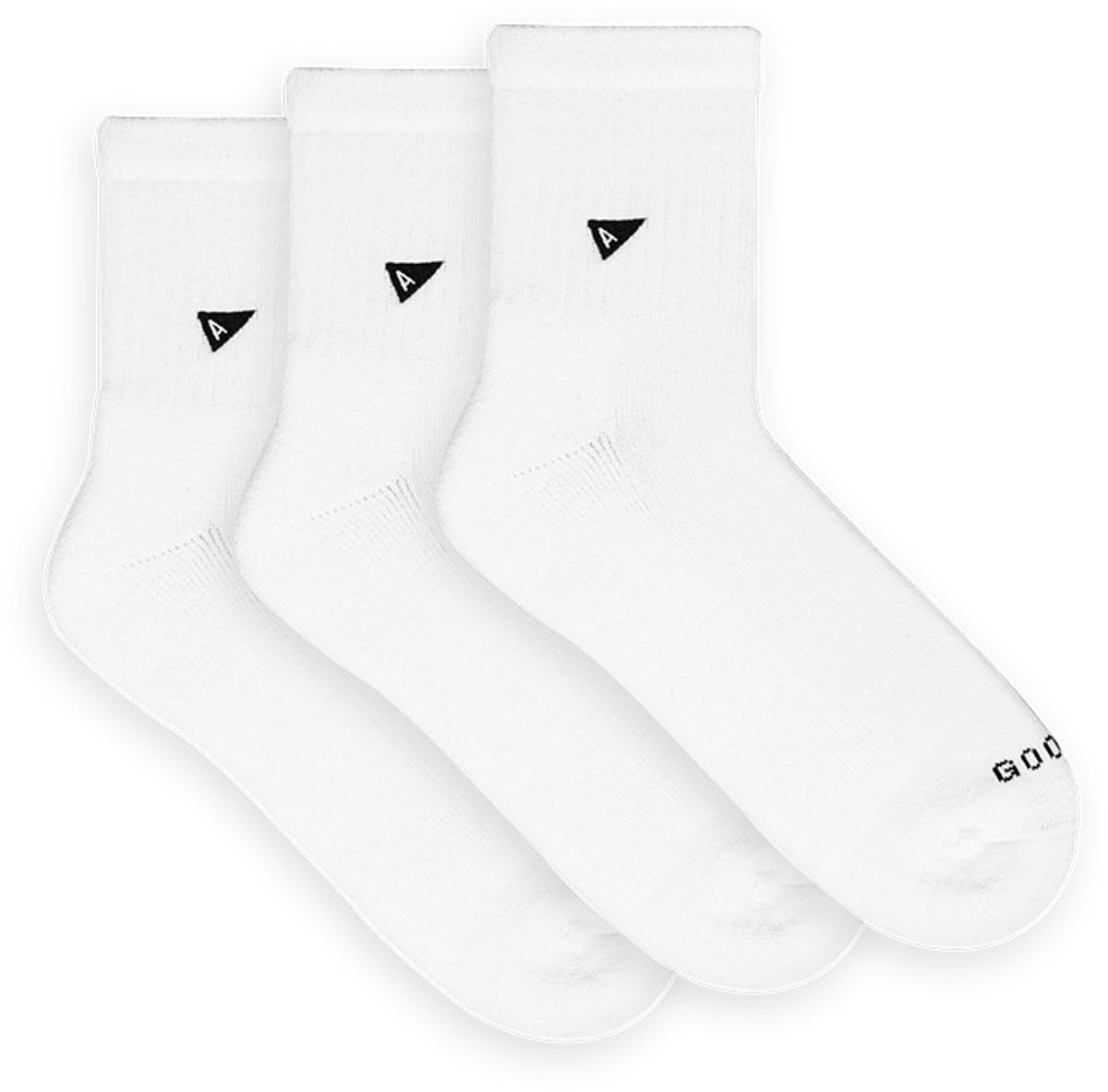 Arvin Goods unisex 3P halfhoge sokken crew solid wit