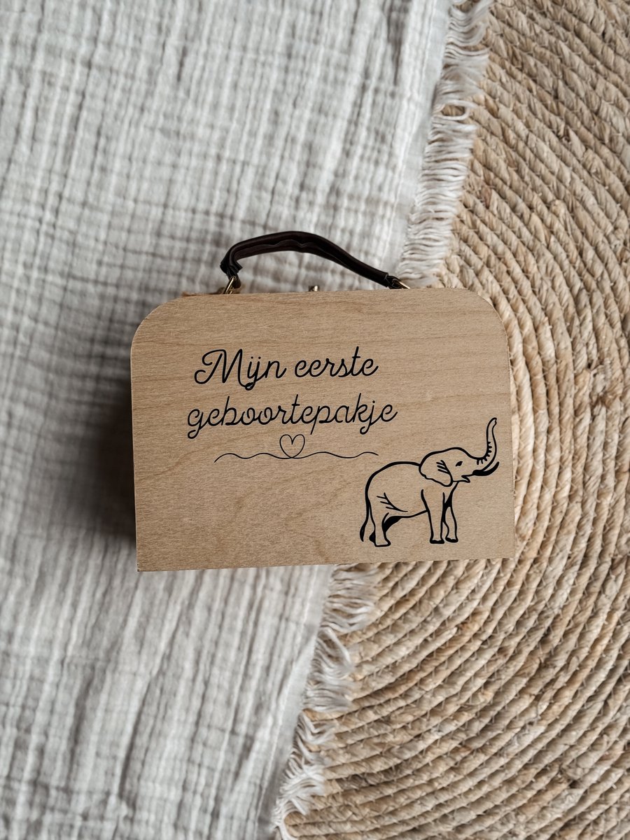 Bymirandless - Houten koffertje - Leren handvat - Te personaliseren