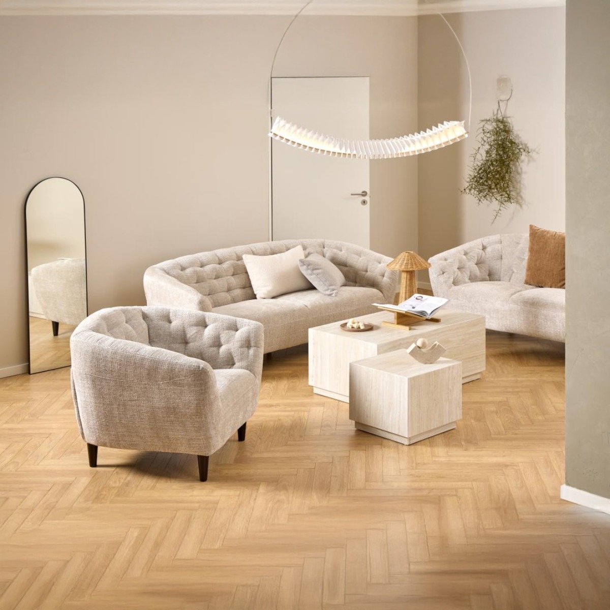 Giga Living Fauteuil Flora - Beige Stof - 97x84x78cm