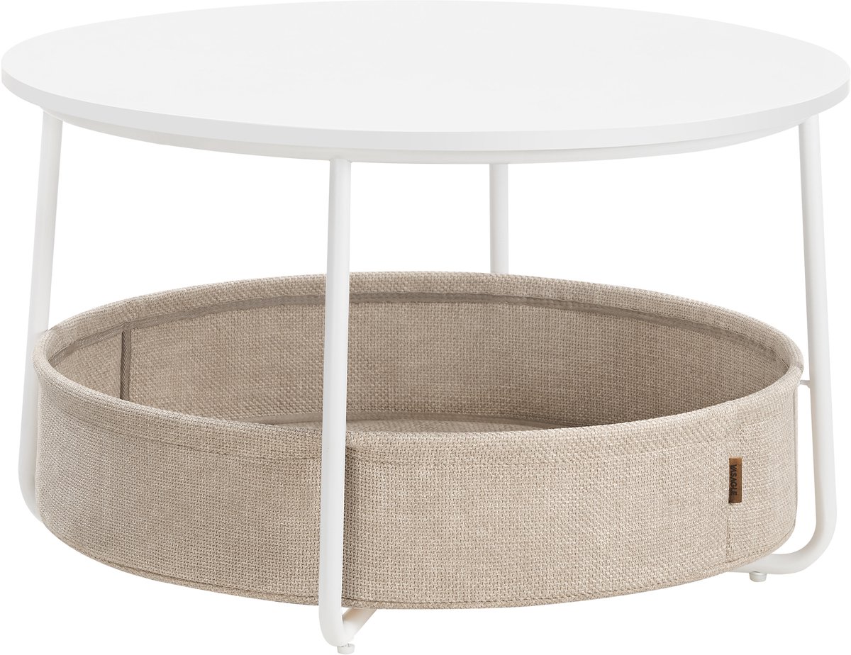 MAZAZU Salontafel - Met mand - Rond - Wit - 75x45