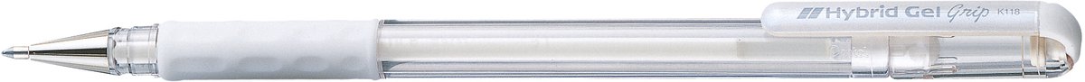 Gelschrijver Pentel K118 Grip medium wit | 12 stuks