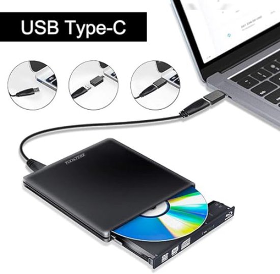 Externe CD/DVD Speler USB 2.0 - Compatibel met MacBook, Laptop en Windows 7/8 PC Zwart van Toosterk — afbeelding 2