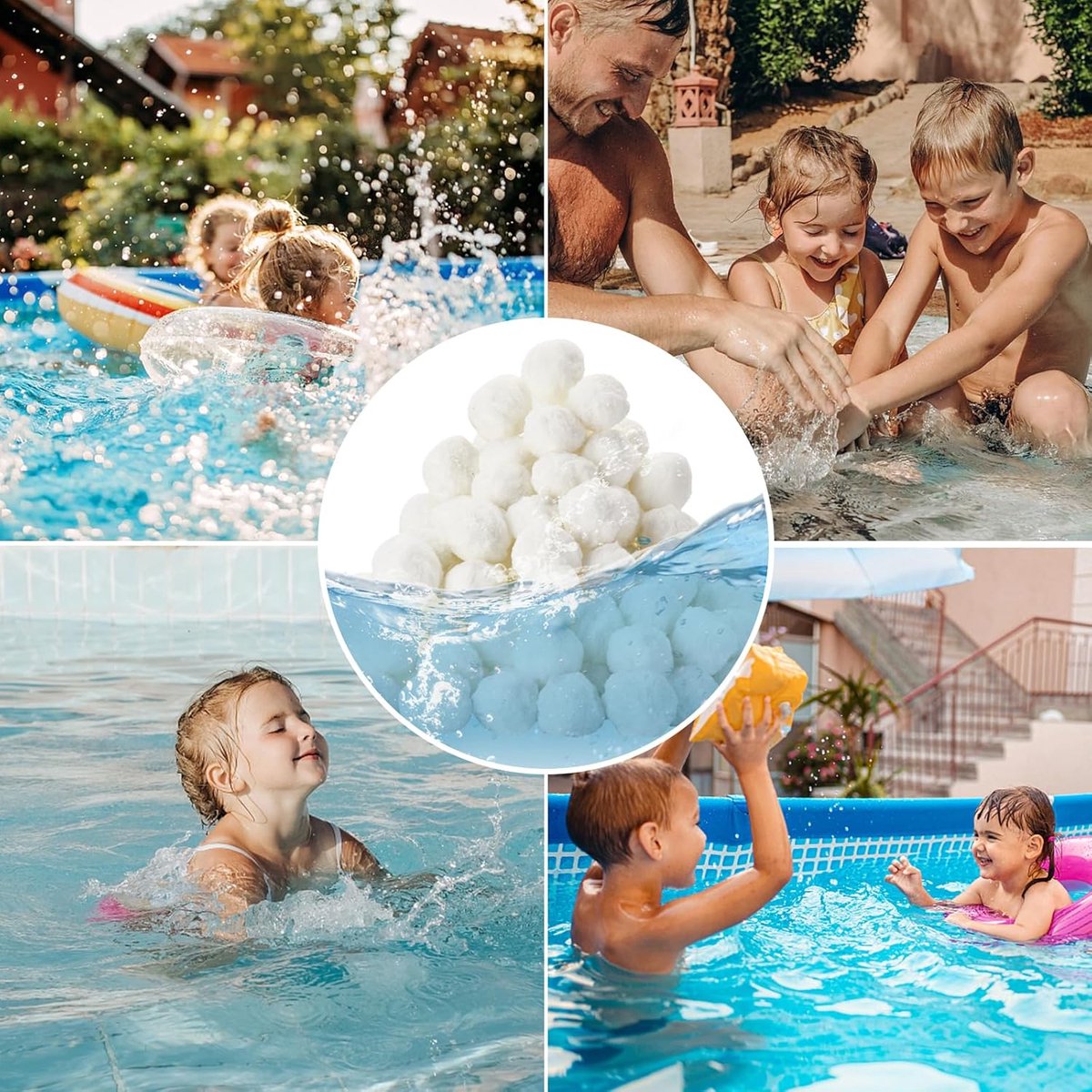 1,1 lb zandfilterpomp - Filterballen voor zwembaden - Herbruikbare zwembadballen - Vervangend filterzand voor zwembaden - Zandfilterballen voor zwembaden - Filter voor badballen - Aquariummedia - Wit – foto 3