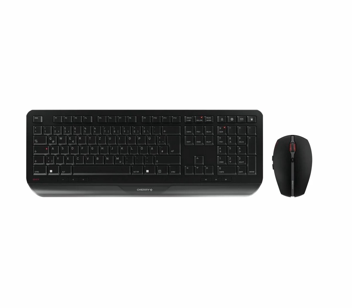 CHERRY Desktop GENTIX [EU/US] WL black US-Englisch mit EURO Symbol toetsenbord RF Draadloos Zwart