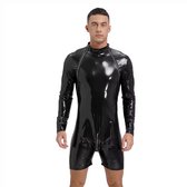 Combinaison brillante pour homme - Lingerie - Look latex - Simili cuir - Cuir - Zwart