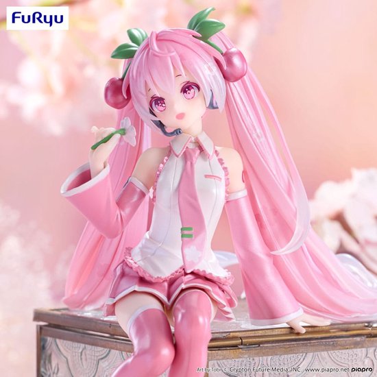 Hatsune Miku - Noodle Stopper - Statue PVC - Sakura Miku 2024 - Pearl Color Ver. 15 cm - vbbocaloid - Anime