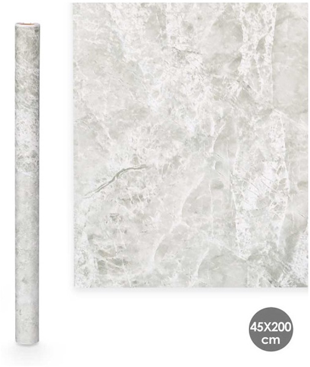 Zelfklevende Decoratiefolie - Meubelfolie - Marmer Grijs/Wit (45x200 cm)