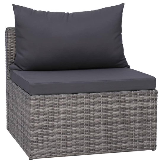 vidaXL 4-delige Loungeset met kussens poly rattan grijs