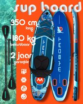 Bol.com Complete MyBoat Dog Fun kano Kajak set | 350cm lang SUP Board met compact sportief zitje plus extra 4 delige peddel | 2 ... aanbieding
