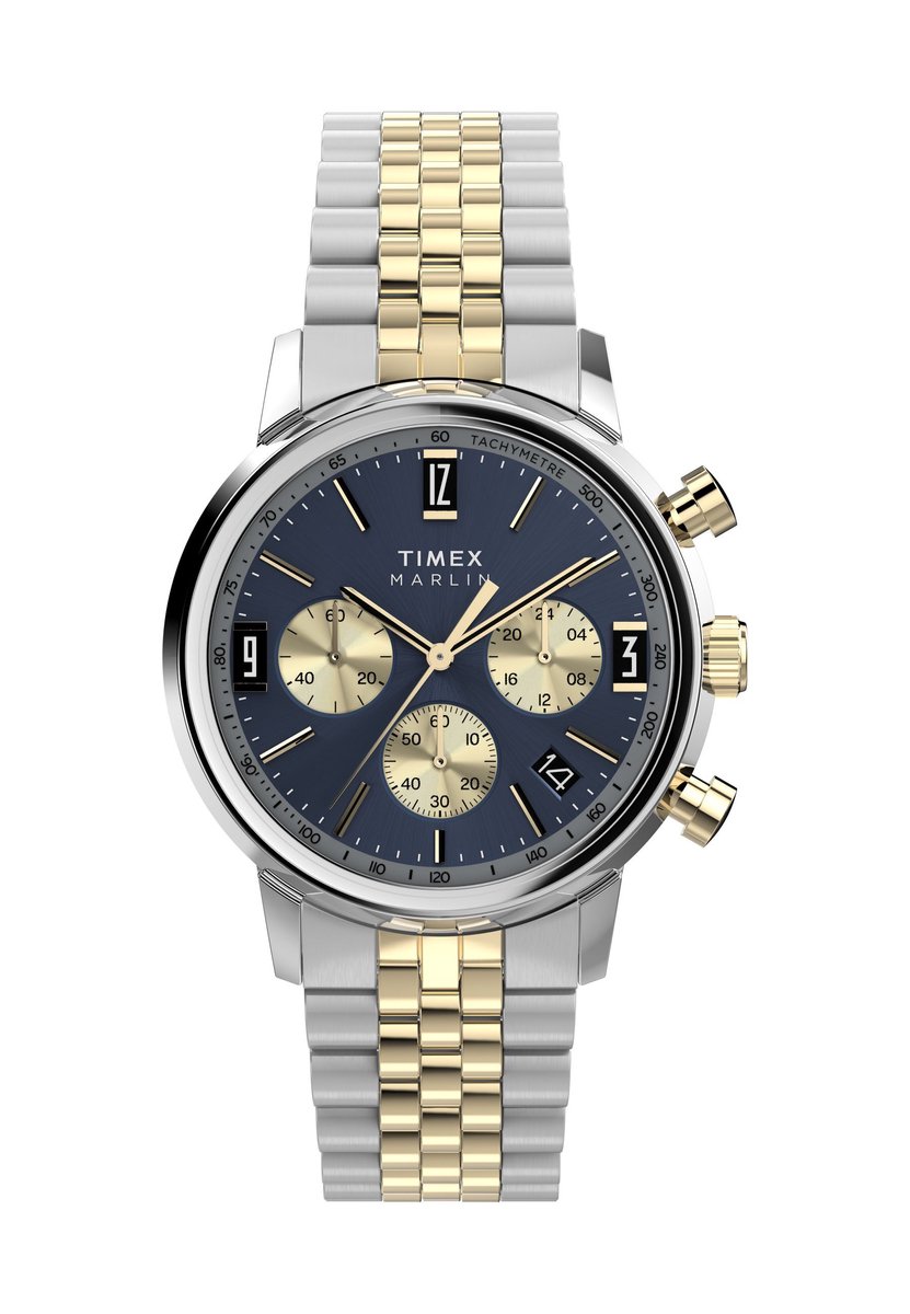 Timex Marlin® Quartz Chronograph Kwarts Analoog Horloge Twee Toon Case: 100% Stainless Steel | Armband: 100% Stainless Steel 40 mm TW2W59900AJ, TW2W60200AJ