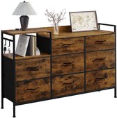 Kast met 8 laden - Ladekast - Ladekasten - Ladenkastje - 132 x 88 x 30 cm (B x H x D) - Oplaadstation - Opbergkasten - Vintage Hout
