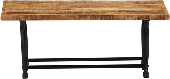 vidaXL Eetkamerbank 110x45x47 cm massief mangohout en gietijzer
