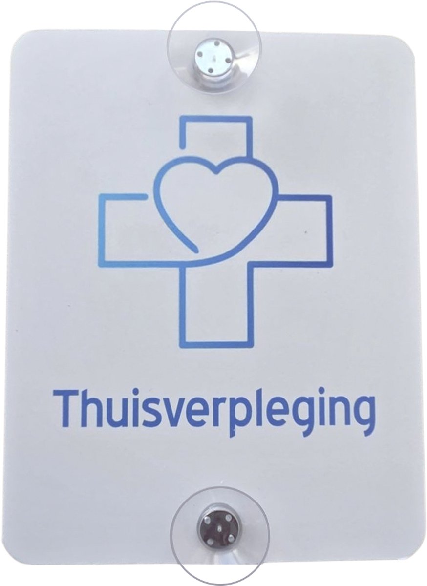 Autobord | "Thuisverpleging" | 14 x 18 cm | + 2 zuignappen | Tijdelijk label autoraam | Autoruit | Verpleegster | Nurse | Dokter | Medische assistentie | Verpleging | Verpleger | 1 stuk