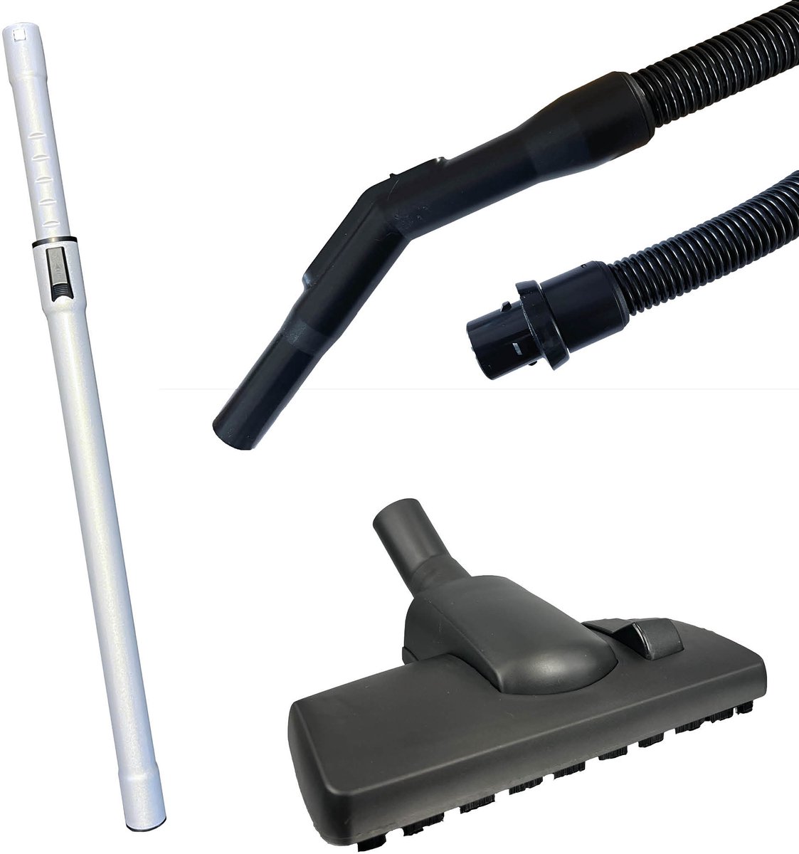 Multaparts® hulpstukken set geschikt voor Nilfisk GD1000 / VP300 series combi zuigmond, complete stofzuigerslang (3 meter), telescoop zuigbuis | Vervang alle hulpstukken in 1 keer | Hoge kwaliteit alternatieve onderdelen voor een set-prijs