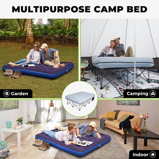 Dubbele Campingbedden met Luchtmatras - 2 Personen, Opvouwbaar Kampeerbed met Luchtmatras, Draagbaar Luchtbed met Pomp, Bijzettafel, Slaapbed voor Reizen, Vissen, Picknick, BinnenGebruik van Merkloos — afbeelding 5