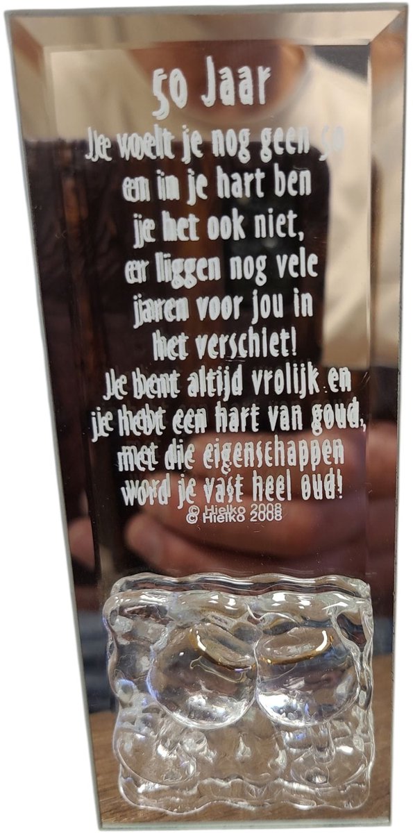 Spiegel met gedicht 50 jaar in geschenkverpakking - verjaardagsgeschenk - cadeau 50