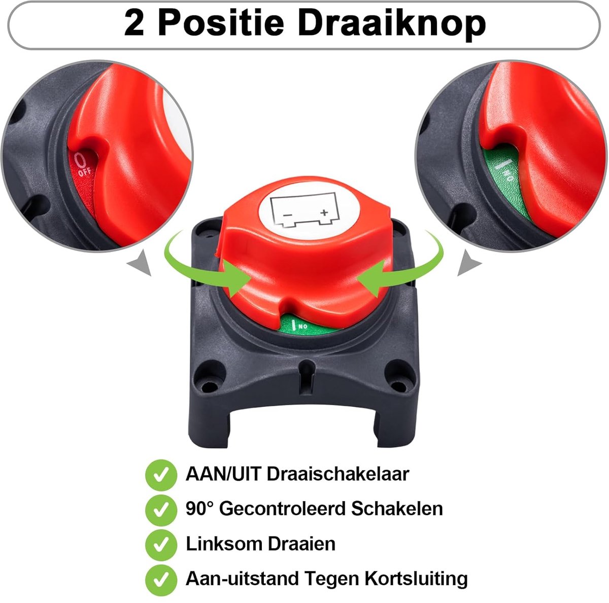IRYNA Accuschakelaar – 1-2-Beide-Uit – Marine Hoofdschakelaar – 200A Continu / 1250A Kortstondig – Geschikt Voor Boot, Camper, ATV, 12-60V DC