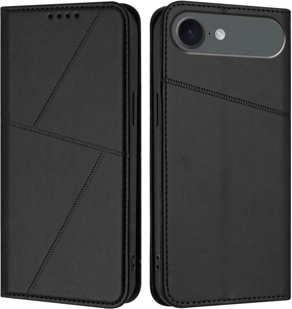 Mobigear Telefoonhoesje geschikt voor Apple iPhone Air Hoesje | Mobigear Frosted Flip Bookcase Portemonnee | Pasjeshouder voor 2 Pasjes | Telefoonhoesje voor Pinpas / OV Kaart / Rijbewijs - Zwart