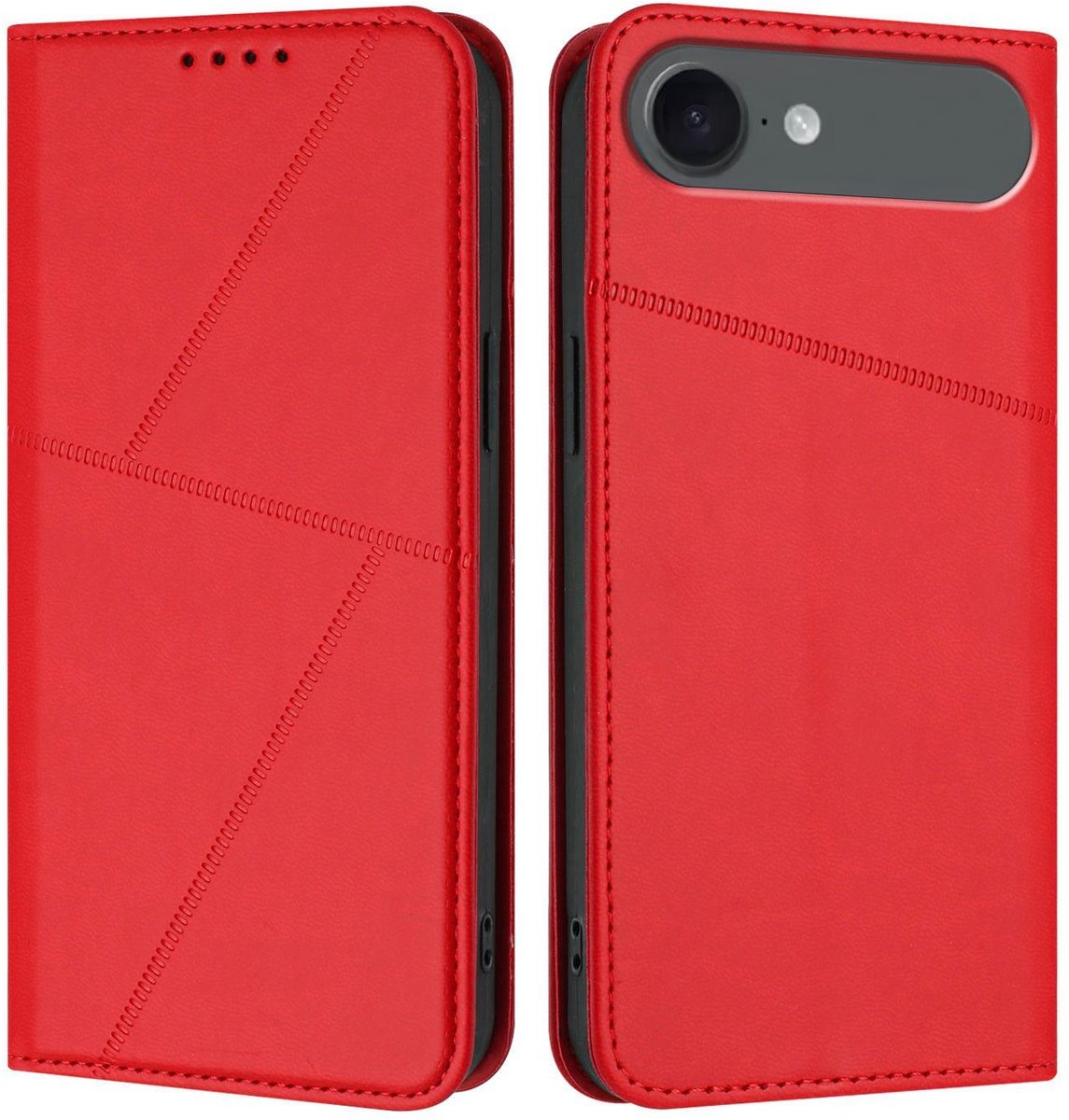 Mobigear Telefoonhoesje geschikt voor Apple iPhone Air Hoesje | Mobigear Frosted Flip Bookcase Portemonnee | Pasjeshouder voor 2 Pasjes | Telefoonhoesje voor Pinpas / OV Kaart / Rijbewijs - Rood