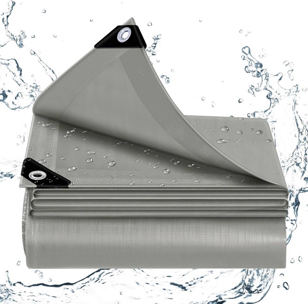 warraich-Grijs PE dekzeil 140 g/m² – Waterdicht, UV-bestendig met stevige bevestigingsogen-4x5 m