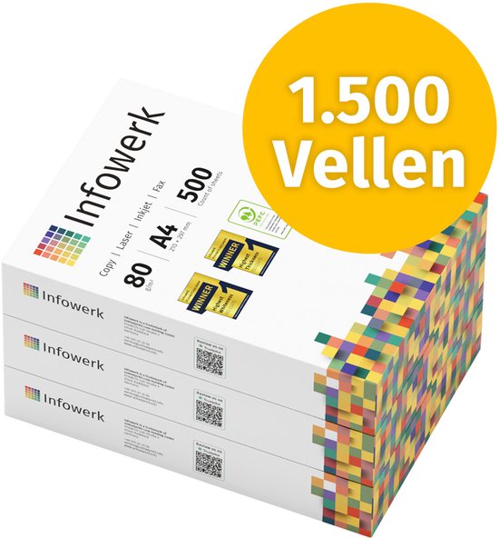 Infowerk Druckerpapier Kopierpapier 2500 Blatt 5 x 500 A4 80g Premium Weiß