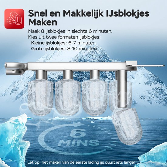 TurboTronic ICM1 IJsblokjesmachine- 1L – 10kg per 24u – IJsblokjesmaker – Zelfreinigend – Compact –Zwart — afbeelding 3