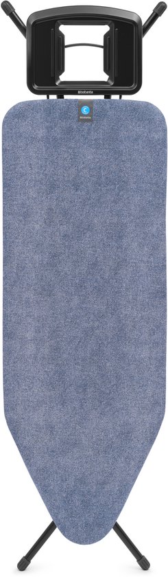Strijkplank C in Denim Blue, met een lichtblauwe gestructureerde hoes.